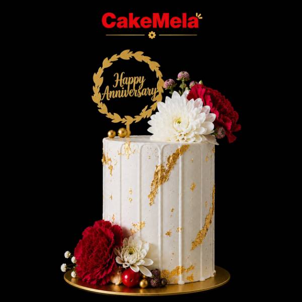 Golden Blossom Anniversary Cake | 2 Pound ✨ in Ranchi