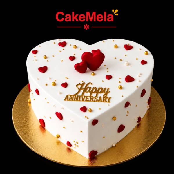 Golden Heart Anniversary Cake | in Ranchi