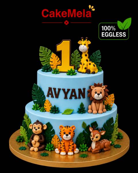 Jungle Theme Fondant Cake in Ranchi